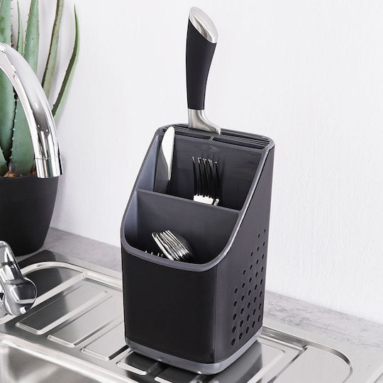 Vilde Suport De Scurgere Pentru Tacâmuri Din Plastic Negru 14x14x23cm