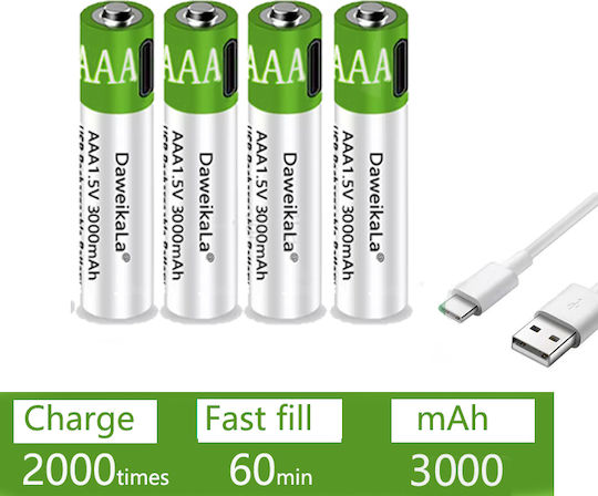 Wiederaufladbare Batterien C 3000mAh 1.5V 4Stück