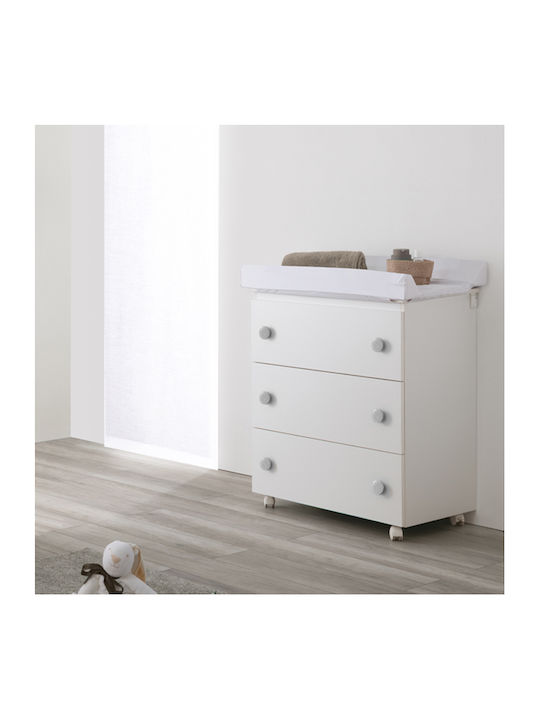 Βρεφική Συρταριέρα με 3 Συρτάρια Λευκή 76x45x90cm