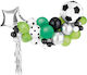 Ghirlandă de Baloane de Fotbal Idealstore pentru Petrecere Include 48 de Baloane, Panglică de 2,5 m, O Pereche de Benzi de Spumă din Hârtie, Dimensiuni 150 x 126 cm, Latex, Culori Mixte, Ideal pentru Petrecerile Băieților