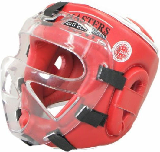 Sport Masters Adult Open Face Boxing Headgear Synthetic Leather Red