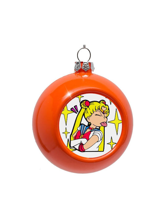 Hängendes Ornament Mond Kunststoff Orange 8cm