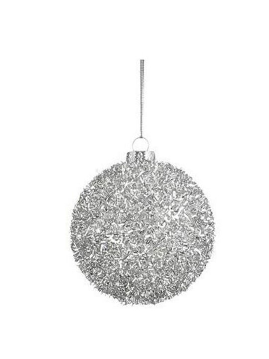 Hängendes Kugel Ornament Ornament Kunststoff Silber 8cm