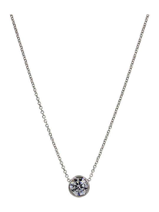 Roloi Kaliamanis Charm Solitärring aus Weißgold 14K mit Zirkon