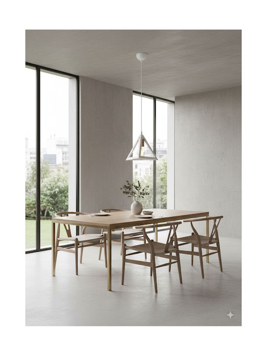 GloboStar Triangle Pendant Light White Bell with Socket E27 24x24x56cm