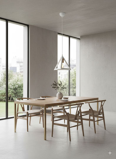 GloboStar Triangle Pendant Light White Bell with Socket E27 24x24x56cm