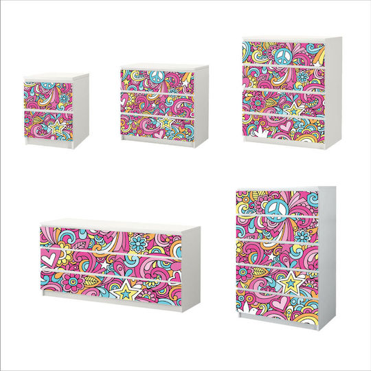 Autocolant Decorativ Comoda cu sertare Copil 01 1buc 3x2buc Orafol