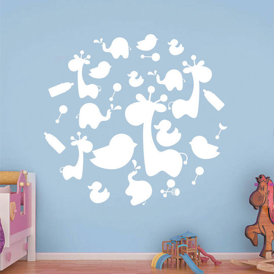 Kids Wall Sticker Animals Magenta