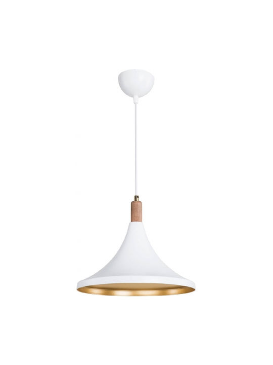 GloboStar Belfry Hängelampe Weiß Glocke mit Fassung E27 29.5x29.5x90cm.