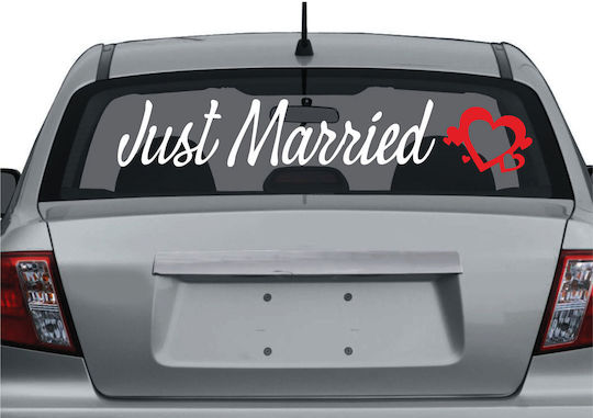 Decorative Sticker Glass Car Sticker Just Married 5 - Reverse Direction (inside From The Glass) 1pcs Orafol