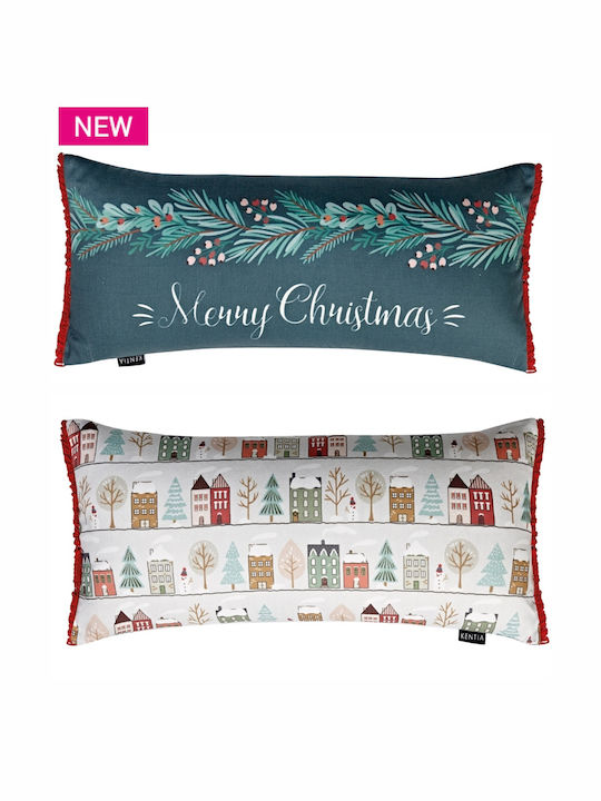 Kentia Weihnachtsdekoratives Kissen Rechteckig Blau 30x60cm
