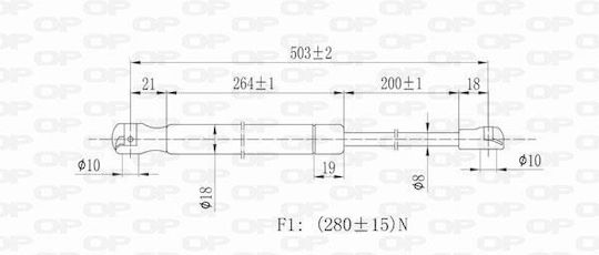 Open Parts Αμορτισέρ Πορτ Μπαγκάζ για Fiat Panda