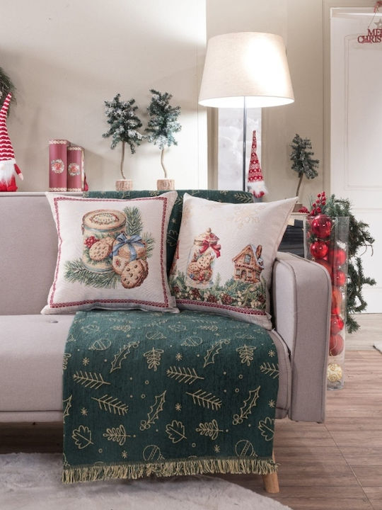 Liolios Home Christmas Decorative Square Pillowcase 45x45cm