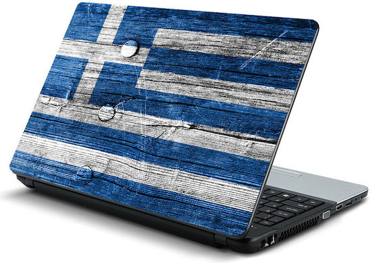 Laptop Sticker Greek Flag Wood 11.6" 29cm X 21cm