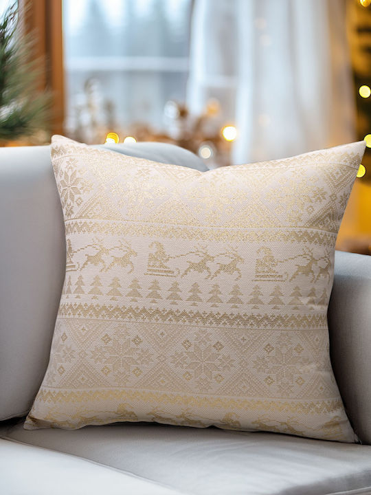 Beauty Home Husă Decorativă de Crăciun pentru Pernă Pătrată Auriu 45x45buc