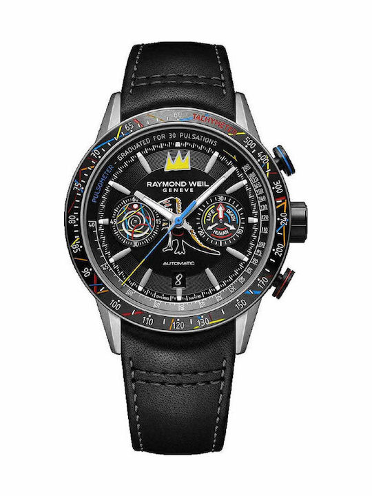 Raymond Weil Ανδρικό Ρολόι Χρονογράφος Αυτόματο με Μαύρο Δερμάτινο Λουράκι