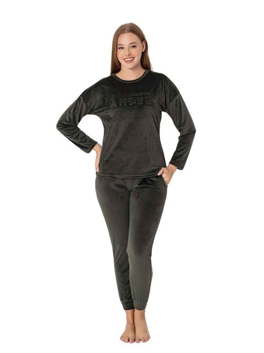 Pijamangel Winter Women's Pyjama Set Khaki