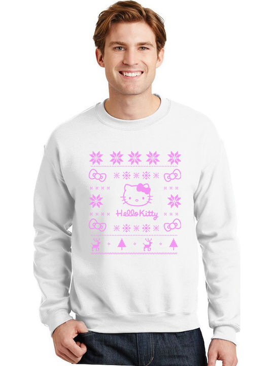Pulover Urât de Crăciun Hello Kitty Cultura Pop P005691308 Alb