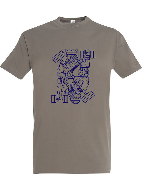 Powerlifting King Minimal Design T-shirt Khaki ...