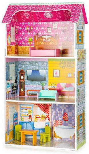 Căsuță de joacă pentru copii Bigshot Bs8012mc 3 nivele 3 camere baie bucătărie piese de mobilier incluse 95 x 50 x 24 cm multicoloră
