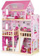 Căsuță de joacă pentru copii Bigshot Bs6391pink 3 nivele 5 camere baie bucătărie terasă lumini LED 17 piese de mobilier 90 x 59 x 30 cm roz