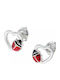 Oxzen Heart Ladybug Kids Earrings Studs Hearts from Silver