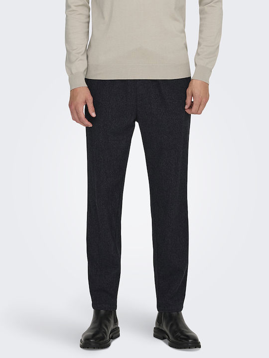 Παντελόνι Ελαστικό σε Tapered Γραμμή Black