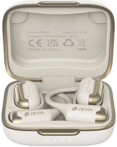 Devia OWS Pro1 Open Ear Bluetooth Handsfree Earphones with Sweat Resistance and Charging Case Beige