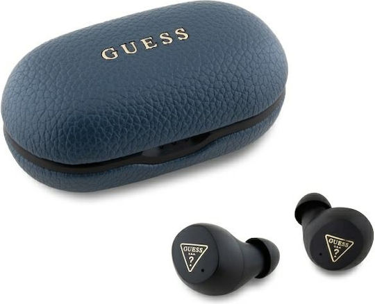 Guess PU Grained ENC In-ear Bluetooth Handsfree Earphones with Charging Case Blue