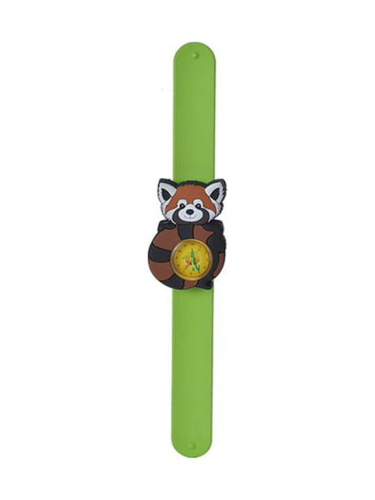 Keycraft Kinder-Analoguhr Raccoon mit Kautschuk/Plastikarmband Grün