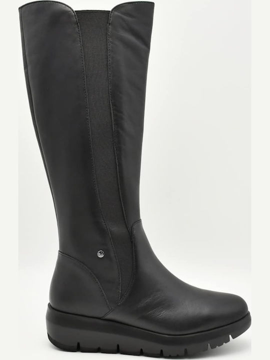 Leder Damenstiefel Schwarz