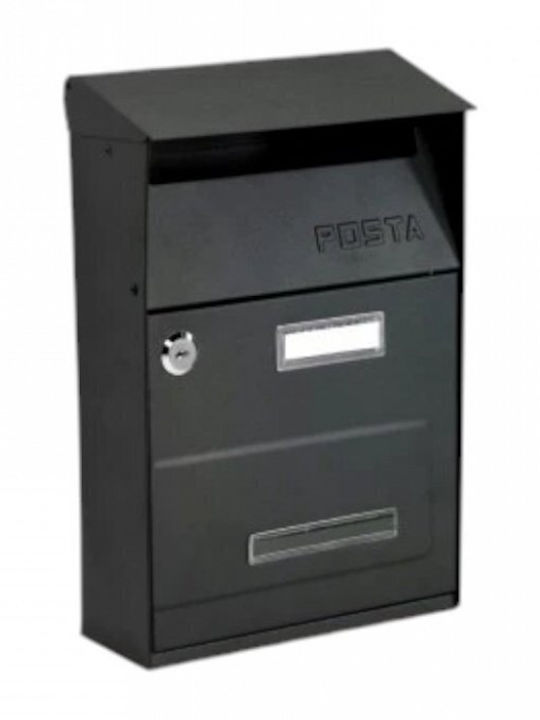 Technomax Outdoor Mailbox Metallic in Black Color 33x21.5x10.5cm