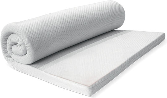 Palamaiki Mattress Topper White Comfort Semi-Double Foam Infused with Aloe , Removable Cover & Elastic Straps 120x200x4cm
