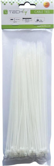 Techly Cable Ties Plastic 200mm x 2.5mm in White Colour (100 pcs) (216356)
