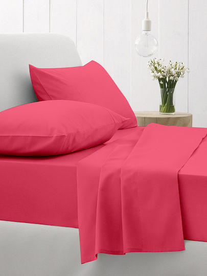 Sunshine Cotton Feelings 151 Σεντόνι King Size με Λάστιχο 180x200+30εκ. Fuchsia