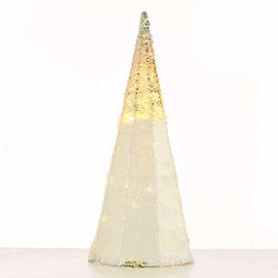 Φωτιζόμενο Δεντράκι Silver & White Sequin Cone Tree Κώνος 90cm