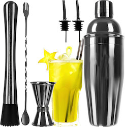 Set Shaker Cocktail Sweet Dream Idealstore 6 Elemente 700 Ml Shaker 2x Turnător Presator Lingură Bar Măsură Perfectă pentru Iubitorii de Cocktailuri Dimensiune 25 X 9 Cm Oțel Inoxidabil Argintiu