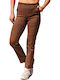 Damen Hoch tailliert Stoff Hose Coffee