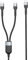 Cablu de încărcare Detech De-50cc 2 în 1 Type-C la 2 Type-C 1.0m Negru 40515