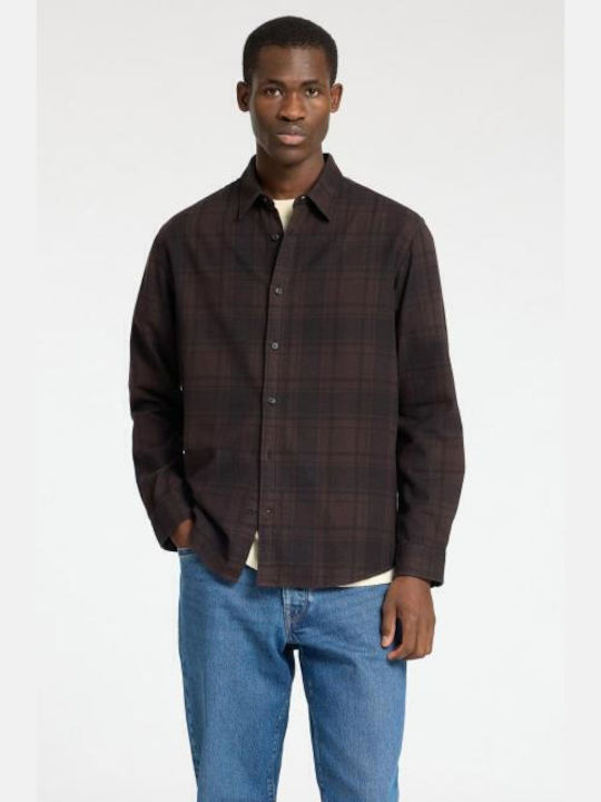 Selected Long-sleeved Flannel Shirt Chocolate