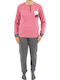 Fawn Winter Damen Pyjama-Set Rosa