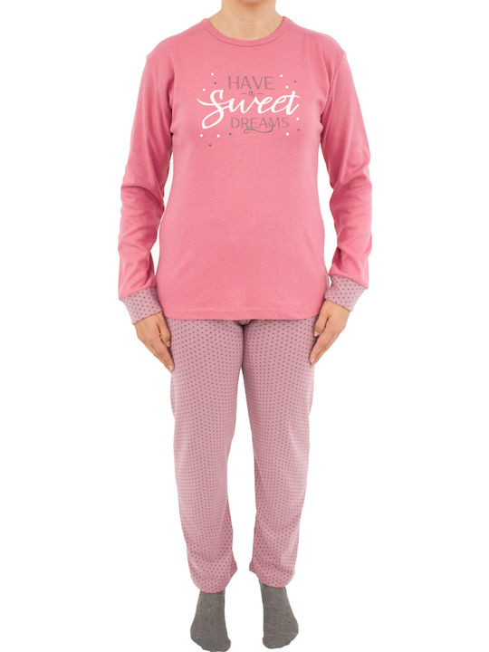 Fawn Winter Damen Pyjama-Set Rosa