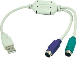 Usb To 2 X Ps 2 USB-A male σε PS/2 female