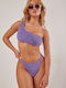 Terry Bikini Set One Shoulder High Waist Purple