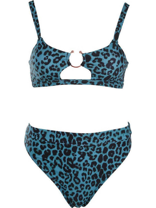 Gigi Bikini Set Sports Bra High Waist Petrol Blue-Dark