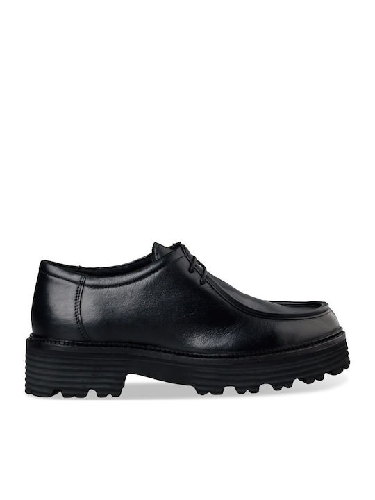 Chunky Brogues Leder Damen Oxfords in Schwarz Farbe