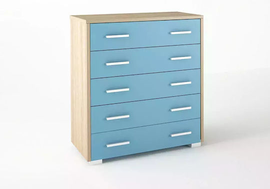 Kinderkommode Hellblau mit 5 Schubladen 80x45x90cm