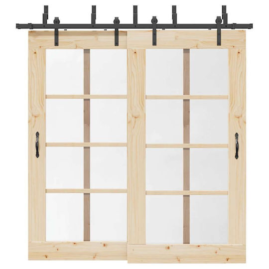 vidaXL Schiebetürmechanismus Für Türknaufe 213.5cm Schwarz