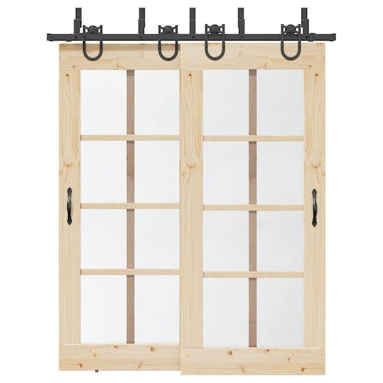 vidaXL Sliding Door Mechanism for Middle Door 183cm Black