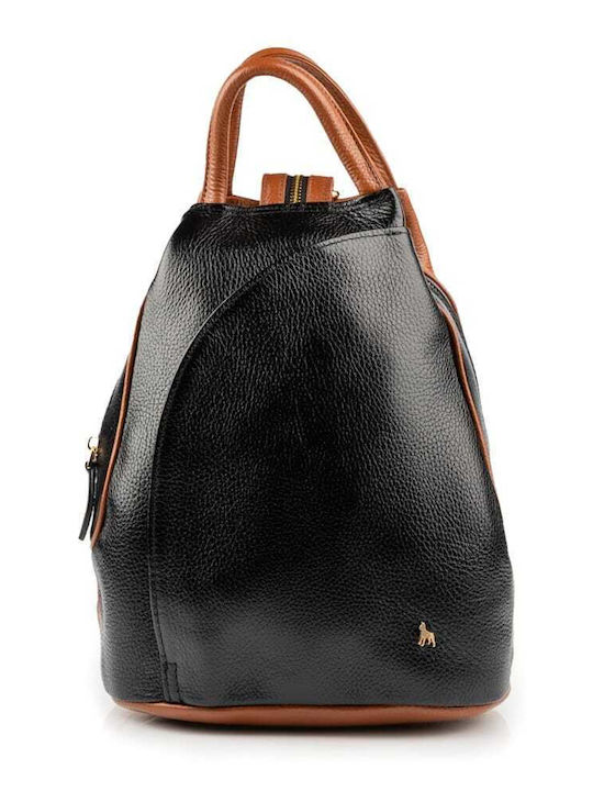 Boxer Leder Damentasche Rucksack Schwarz
